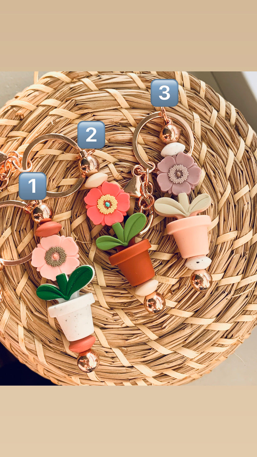 Flower Pots Plant Lover Silicone Keychain