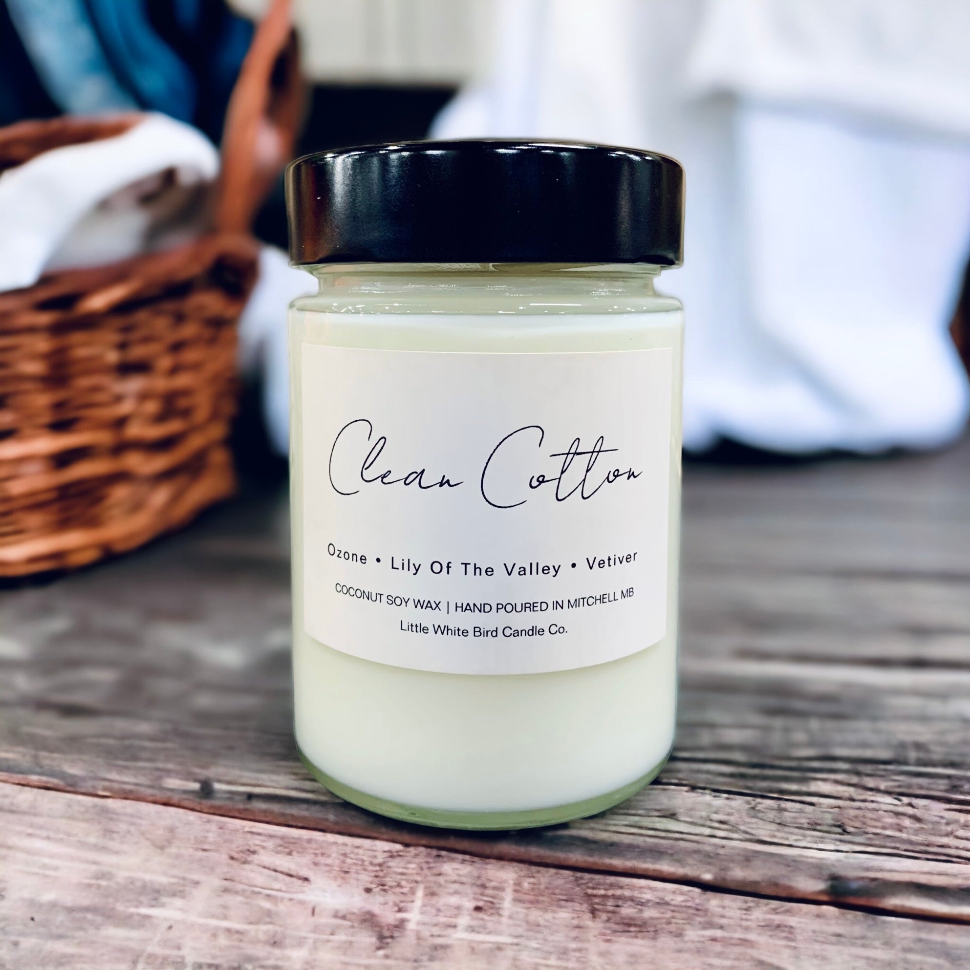 10oz Clean Cotton Candle • Ozone • Lily Of The Valley • Vetiver
