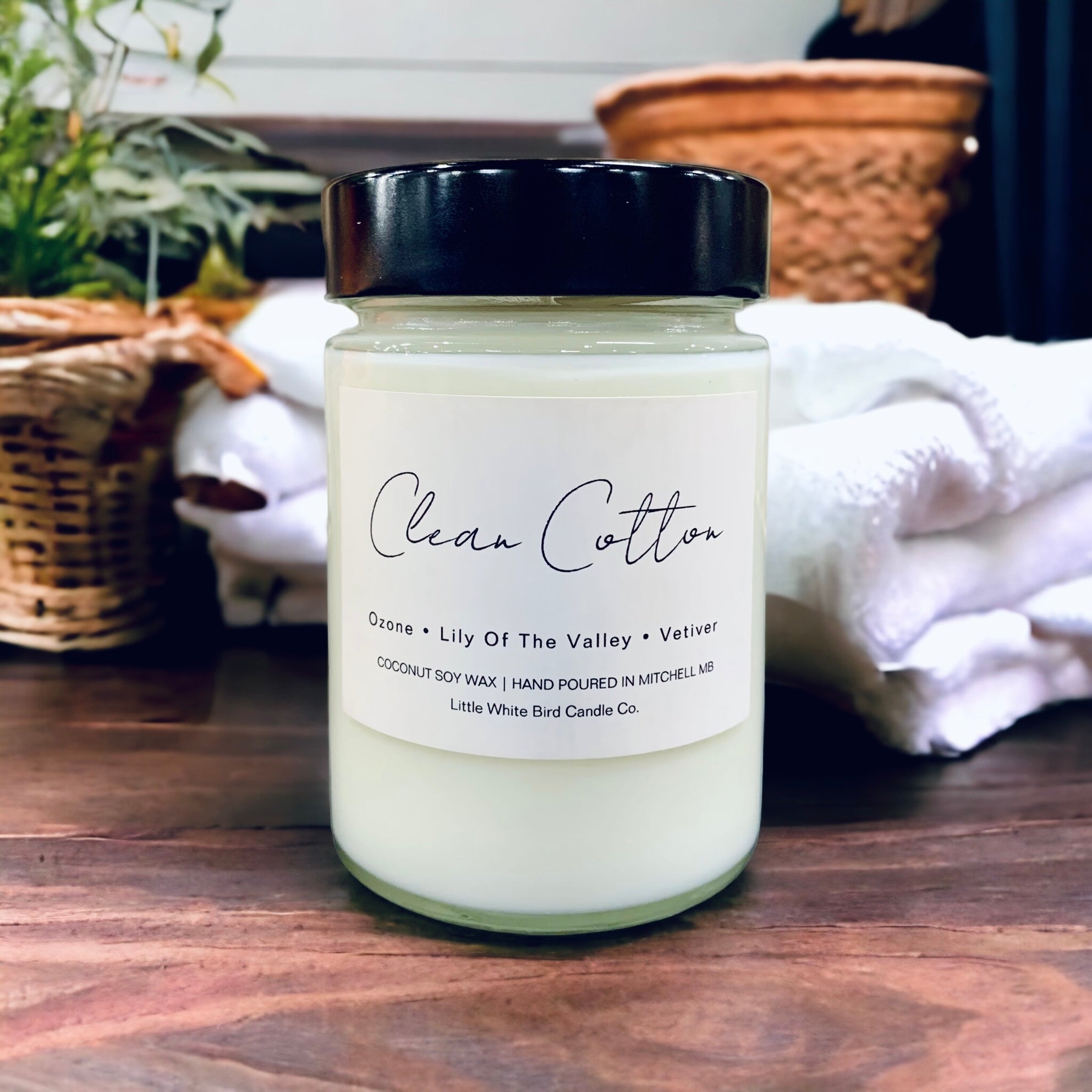 10oz Clean Cotton Candle • Ozone • Lily Of The Valley • Vetiver