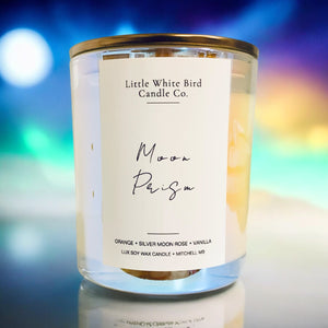 8oz Moon Prism Candle • Iridescent Vessel • Orange • Silver Moon Rose • Vanilla