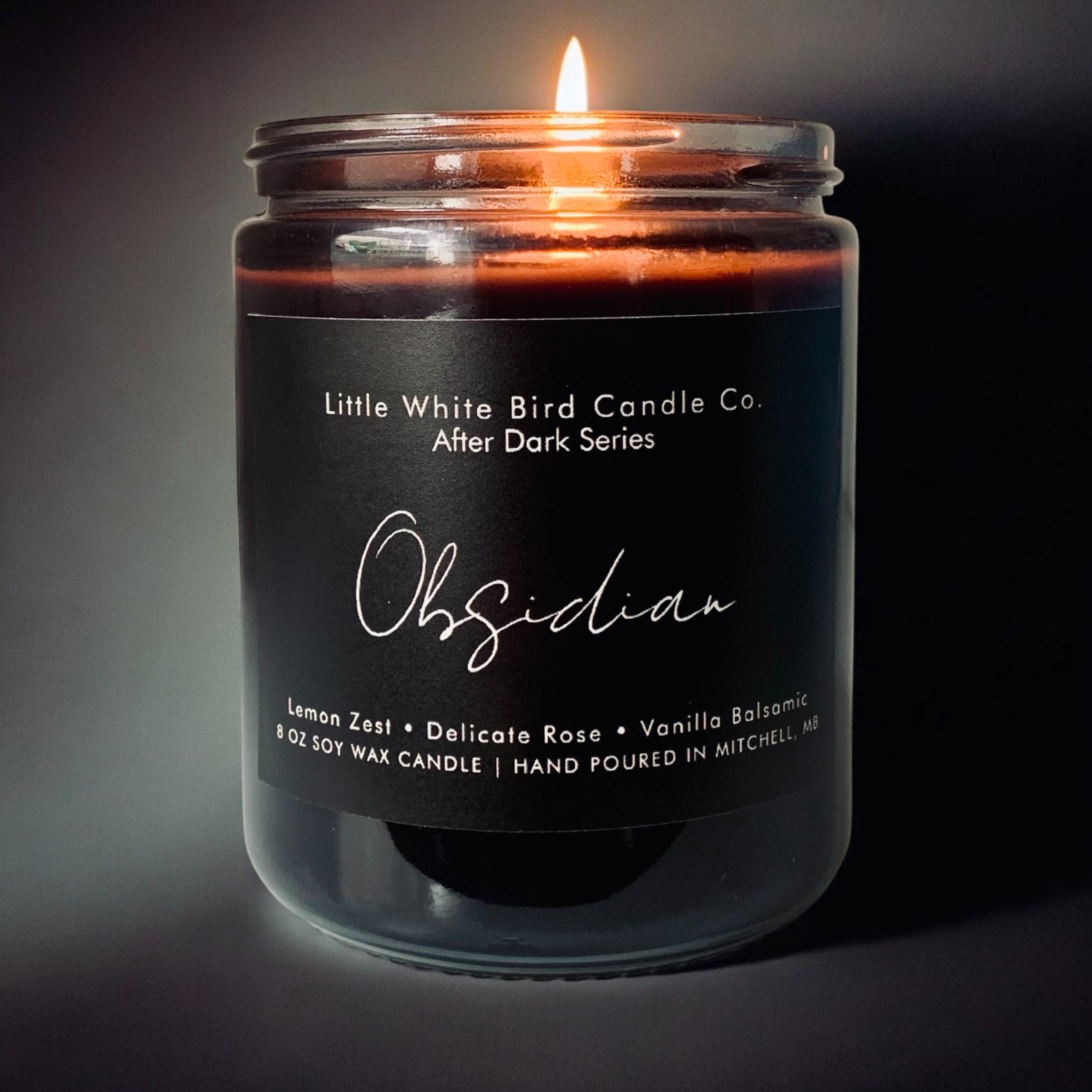 8oz Obsidian Candle • Lemon Zest • Delicate Rose • Vanilla Balsamic