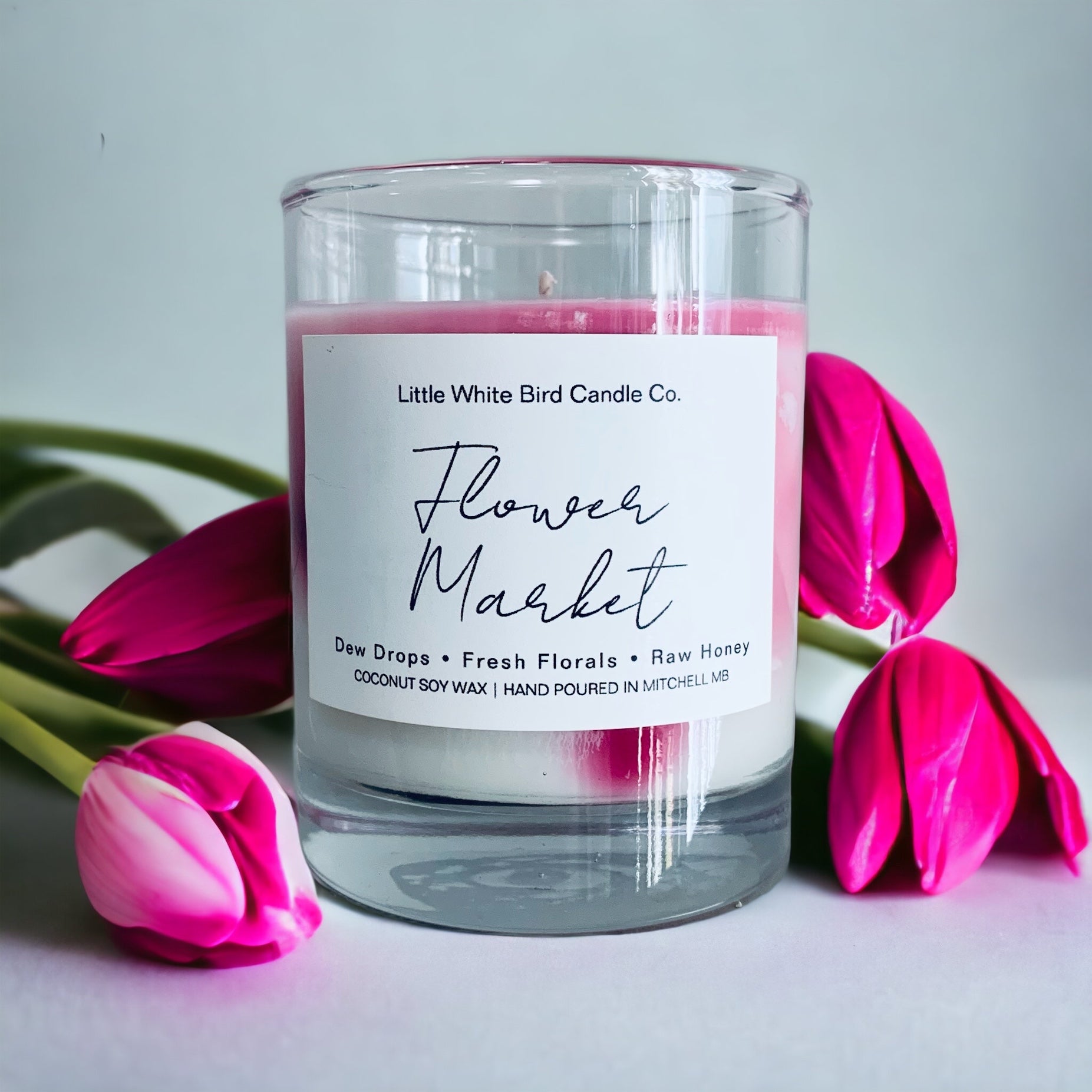 10oz Flower Market Colour Melt Candle • Dew Drops • Fresh Florals • Raw Honey