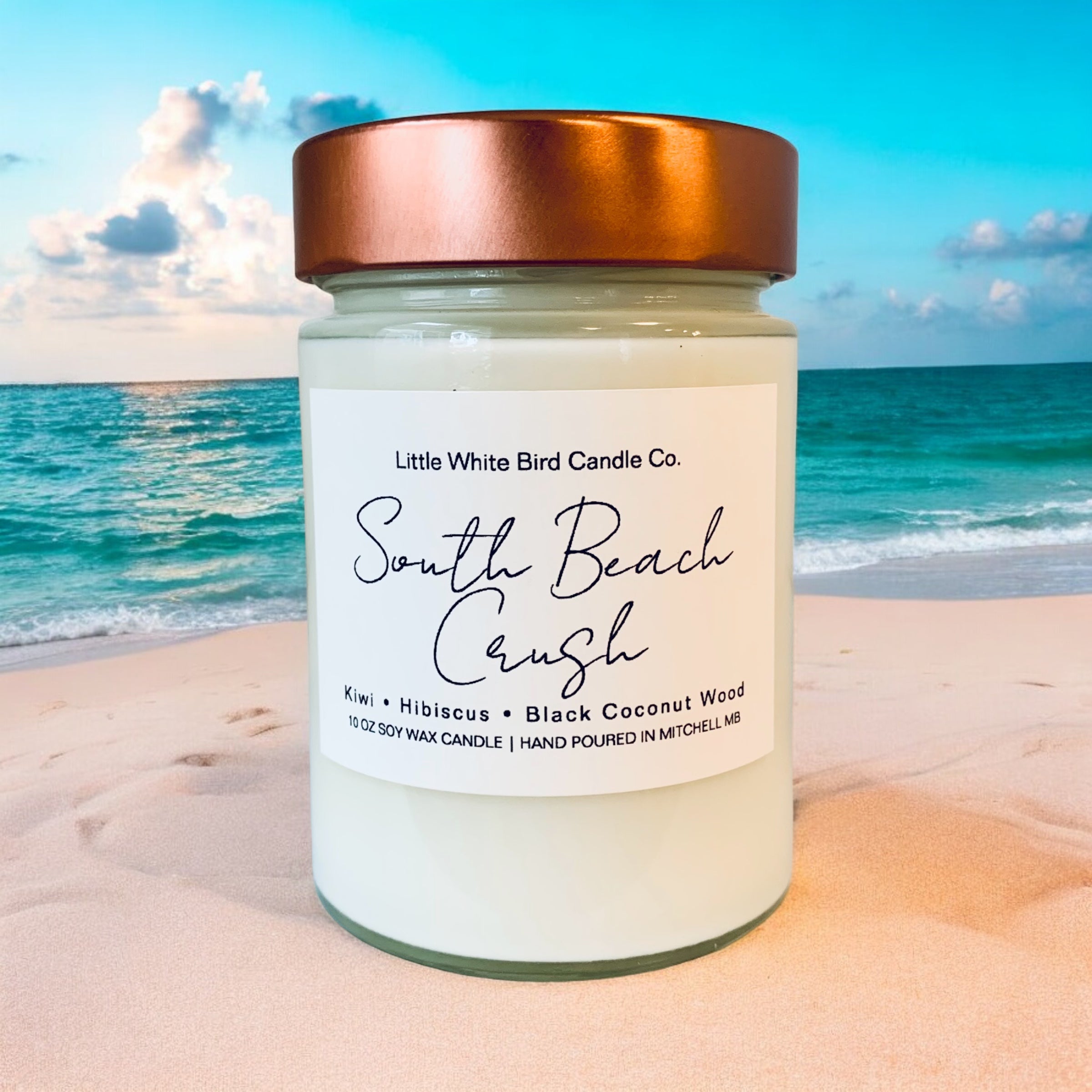 10oz South Beach Crush Candle • Kiwi • Hibiscus • Black Coconut Wood