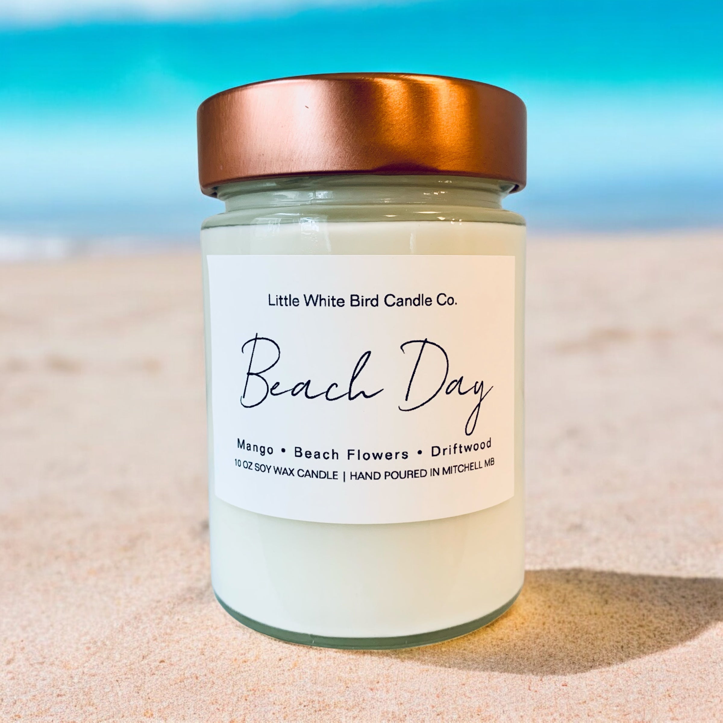 10oz Beach Day Candle • Mango • Beach Flowers • Driftwood