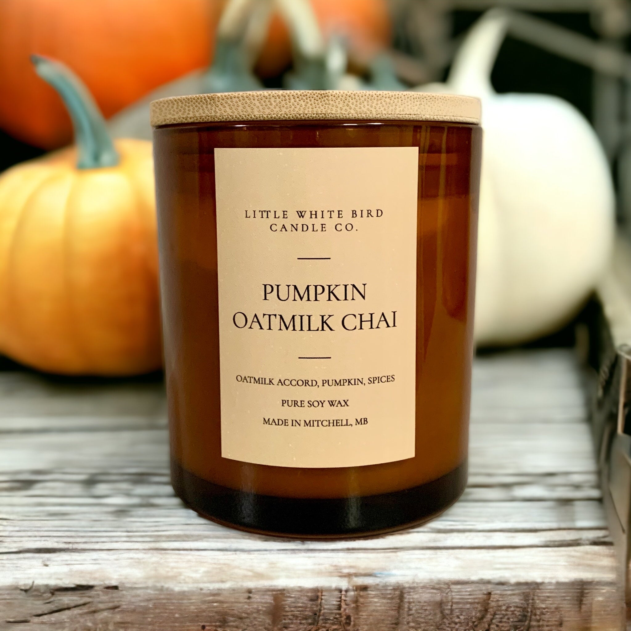12oz Pumpkin Oatmilk Chai Candle • Oatmilk Accord • Harvest Pumpkin • Spices
