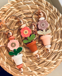 Flower Pots Plant Lover Silicone Keychain