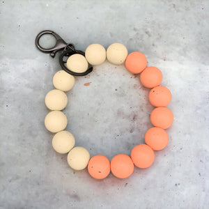 Large Silicone Wristlet Keychain • Speckled Coral Reef / Sandstone