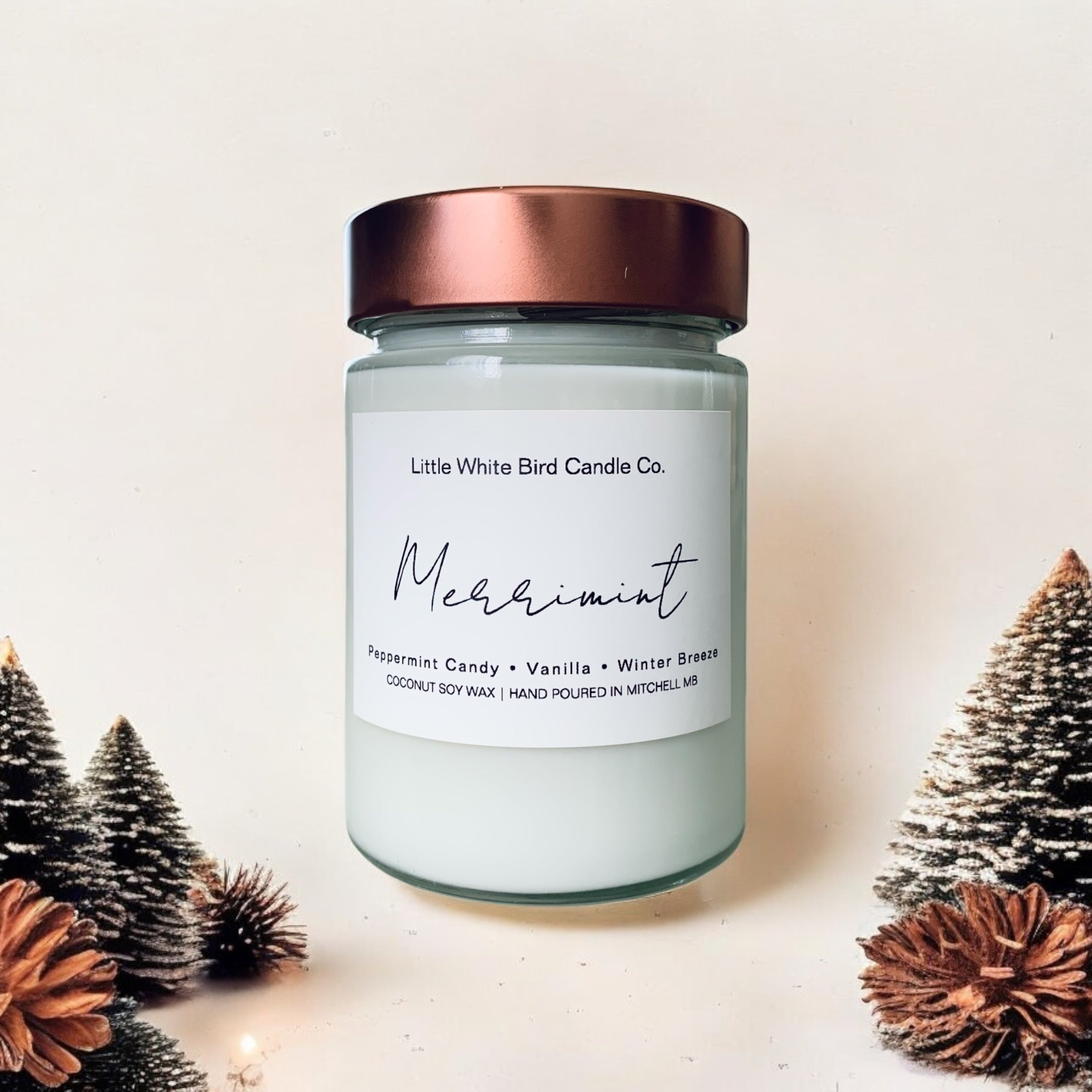 10oz Merrimint Candle • Peppermint Candy • Vanilla • Winter Breeze