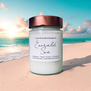 10oz Emerald Sea Candle • Bergamot • Beach Violet • Driftwood