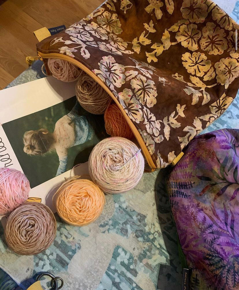 “EarthSong” 100% Cotton Batik Project Bag • Boreal Forest Series