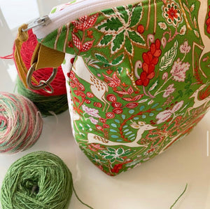 “Festive Fawns” 100% Cotton Batik Project Bag • Winter ‘22 Collection